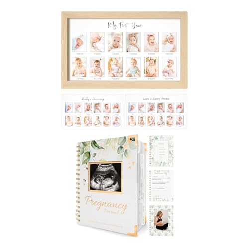 KeaBabies 12 Month Baby Photo Frame with Pregnancy Journal