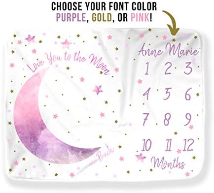 ELLO HOME Stars Moon Milestone Blanket Pink Minky 40x30