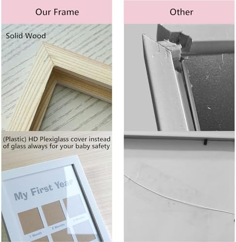 First Year Wooden Photo Frame with Flowers
