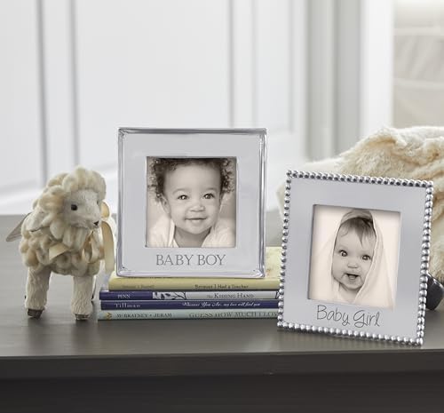 MARIPOSA BABY GIRL Beaded 4x4 Frame Silver