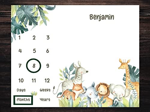Personalized Baby Milestone Blanket 50x40 Safari