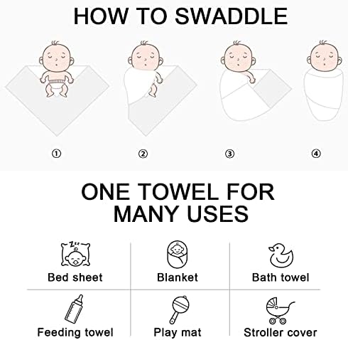 AQOKKA Newborn Swaddle Blanket with Bow Hat Mittens Wooden Card Set 1