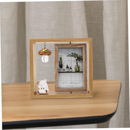 STBTOO Rustic Double-sided Frame 6 Inches Desk Decor Cartoon Hamster