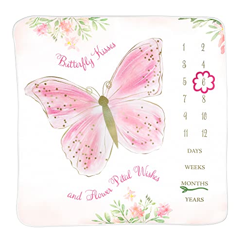Lillian Rose Butterfly Milestone Blanket Pink 1