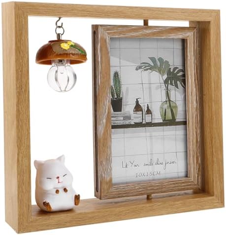 STBTOO Rustic Double-sided Frame 6 Inches Desk Decor Cartoon Hamster