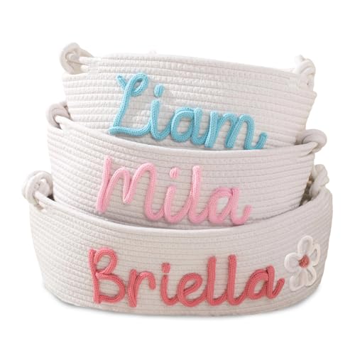 Personalized Baby Name Woven Basket - Custom Gift for Newborn