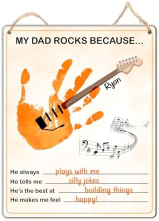 Custom Guitar Handprint Art Craft for Dad 1