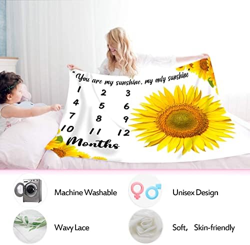 Flannel Baby Milestone Blanket You Are My Sunshine 48x40in