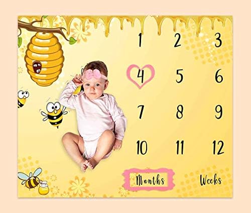 Baby Age Milestone Blanket with 4 Frames and Headband