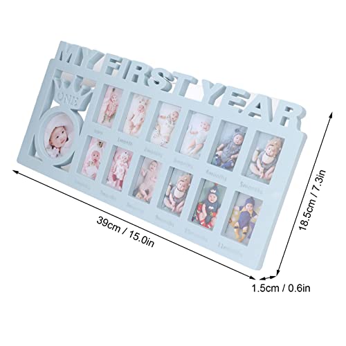 HYWHUYANG Baby Growth Picture Frame with 12 Slots Blue