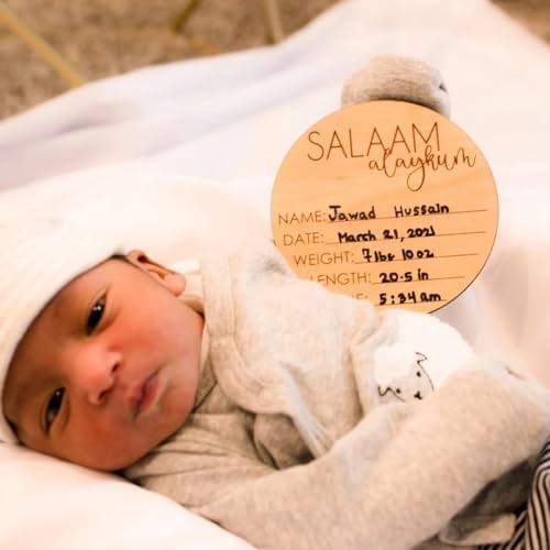 Custom Salaam Alaikum Blessings Personalized Wooden Newborn Sign