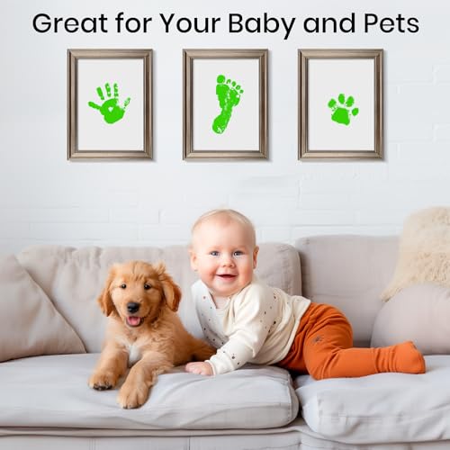 Founabob 2PCS Green Ink Pad for Baby Hand Footprint 1