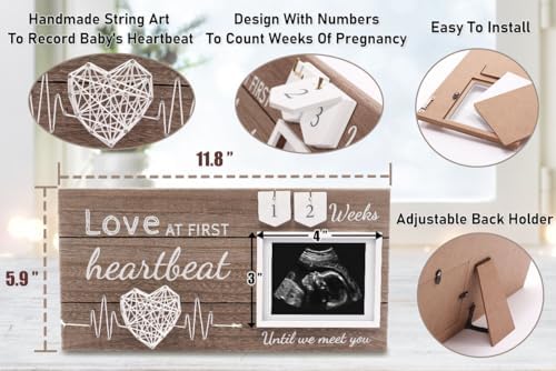 Garybank New Mom Gifts 2024 - Love at First Sight Ultrasound Frame with Weekly Milestone Activities Cards