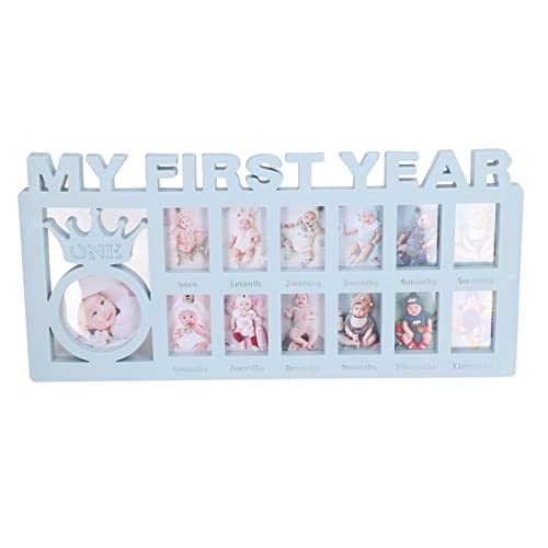 HYWHUYANG Baby Growth Picture Frame with 12 Slots Blue
