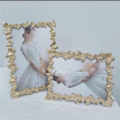 Light Gold Metal Photo Frame With Table 6 Inches