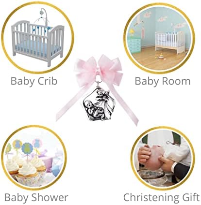 Guardian Angel Crib Medal with Satin Ribbon Rose