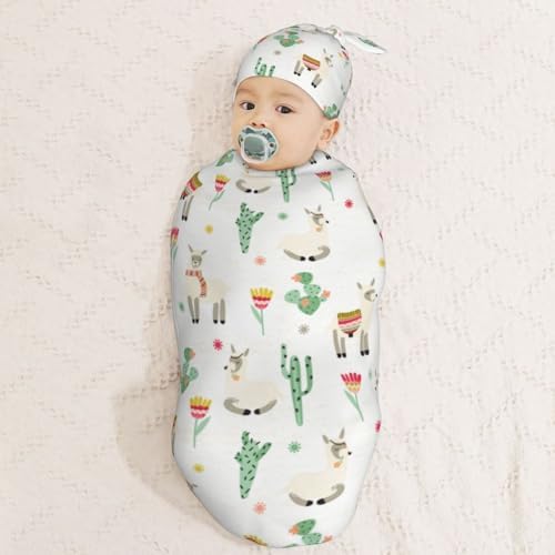 Muishi Sheep with Cactus Swaddle Blanket Hat Set
