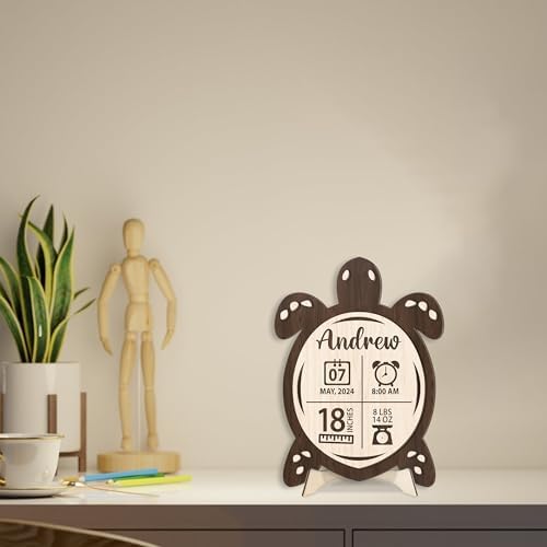 Mondily Baby Birth Announcement Sign with Sea Turtle Shape