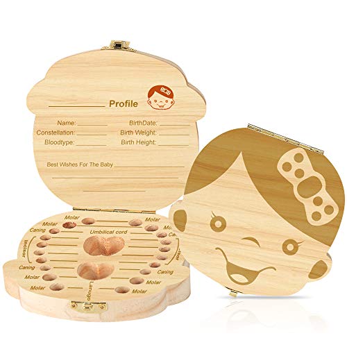 Baby Tooth Box Wooden Keepsake Organizer for Kids