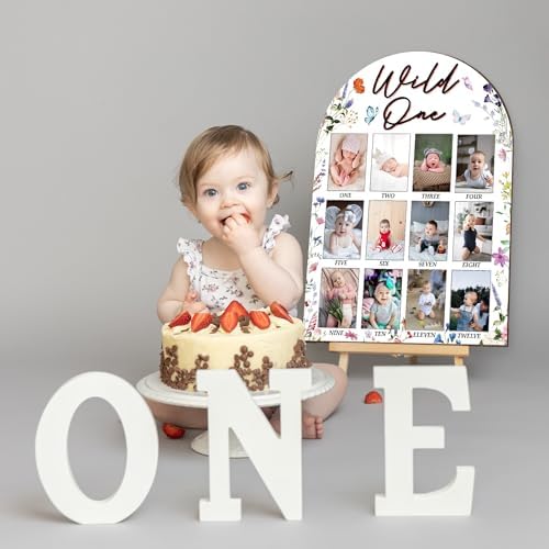 My First Year Photo Board 12 Months Wooden Frame