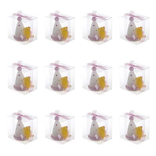 Lunaura Baby Keepsake Set of 12 Pink Teddy Bear with Baby Bottle Candle