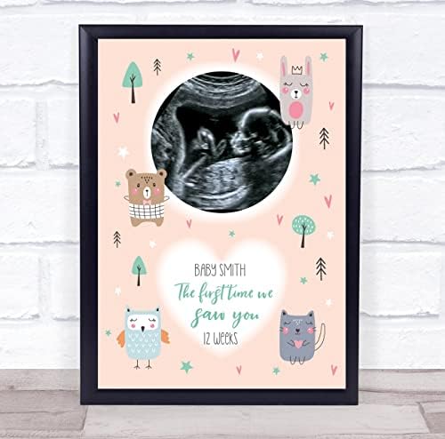 Baby Pregnancy Scan Photo Peach Animal Keepsake Frame