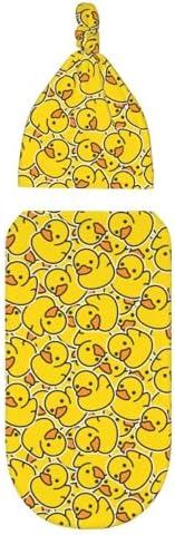 Sanghing Cute Rubber Duck Swaddling Blanket with Hat