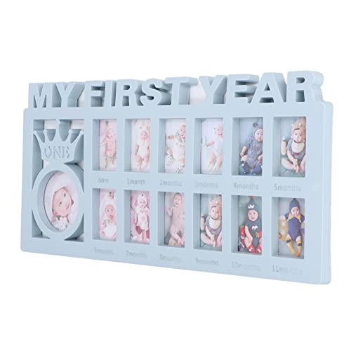 HYWHUYANG Baby Growth Picture Frame with 12 Slots Blue
