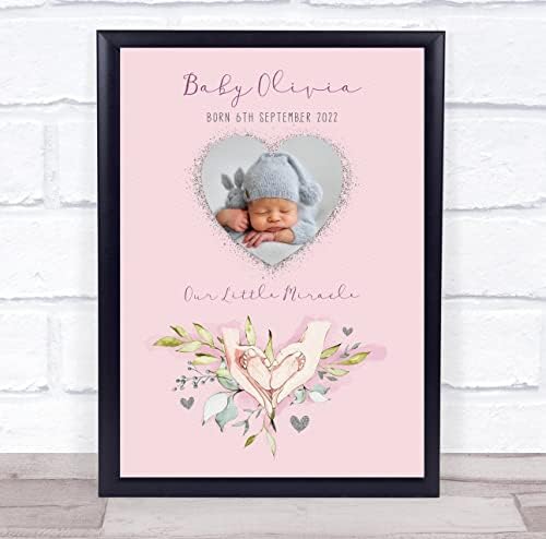 New Baby Birth Nursery Christening Pink Heart Photo Keepsake Box