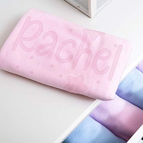 Be Burgundy Personalized Baby Blanket with Name - 36x36 in Satin Trim Fleece Pink - Stars