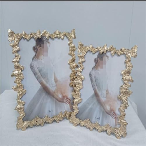 Light Gold Metal Photo Frame With Table 6 Inches