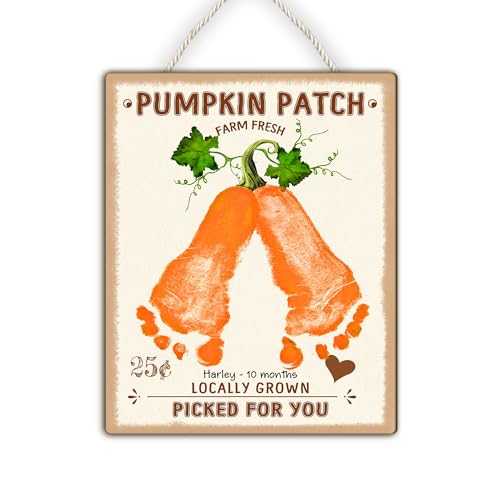 Custom DIY Baby Footprint Farm Sign Pumpkin Patch Wooden Hanging Sign