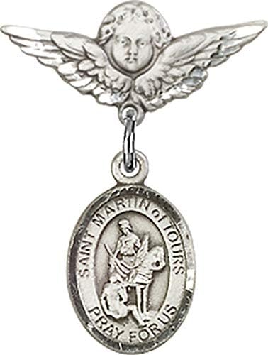Baby Badge with St Martin of Tours and Angel Charm - Made in USA