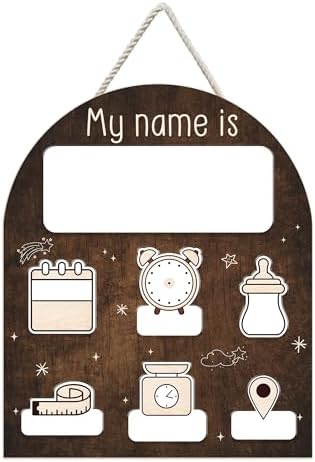 Mondily Baby Welcome Sign with Birth Stats