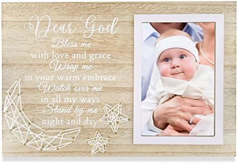 Baptism Gifts for Girls Boys - Wooden 4x6 Frame with Blessing Art