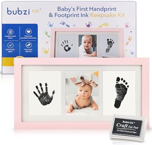 Bubzi Co Baby Handprint Kit Footprint Frame in Ballet Pink
