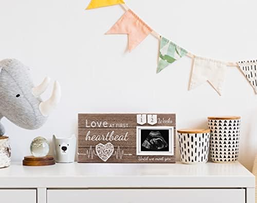 Garybank New Mom Gifts 2024 - Love at First Sight Ultrasound Frame with Weekly Milestone Activities Cards