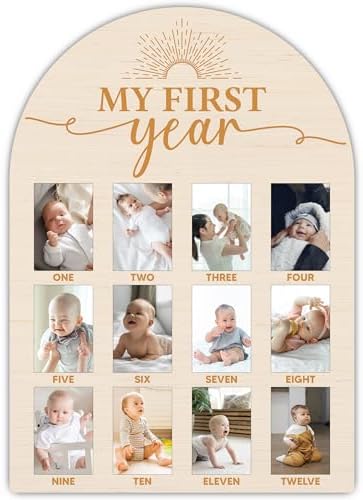One Year Wood Photo Board for Baby Milestones