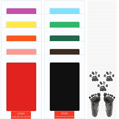 Jexine 30 Pcs Baby Inkless Handprint Footprint Kit with 10 Colors and 20 Cards 1