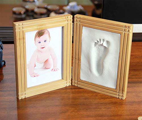 Babys Print Keepsake Desk Frame Kit - Safe Clay Hand Footprint Frame for Newborn