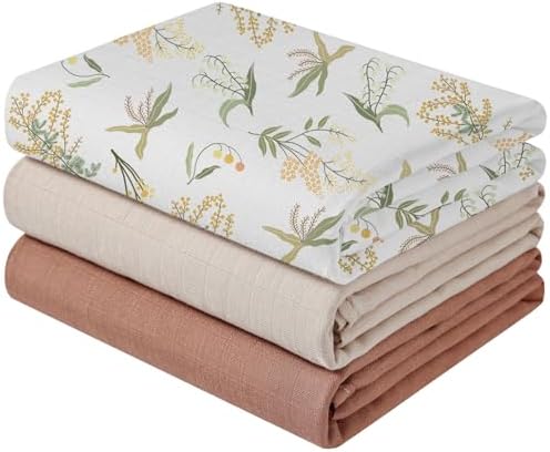 POMISO Muslin Swaddle Blankets 3 Pack 47x47 Inches Soft Breathable