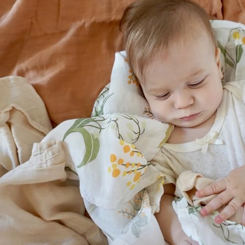 POMISO Muslin Swaddle Blankets 3 Pack 47x47 Inches Soft Breathable