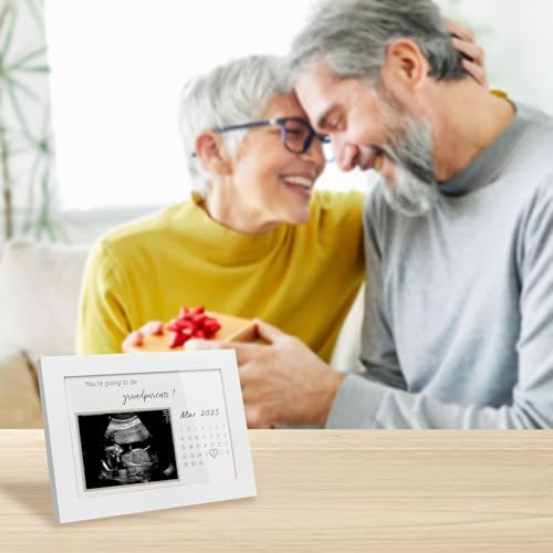 Pregnancy Announcement Frame for Grandparents Sonogram Keepsake White Wooden Frame