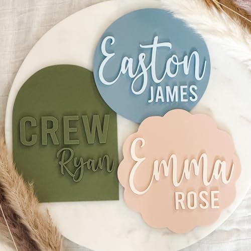 Custom Acrylic Baby Name Sign - 3D Wall Plaque with Two Colors