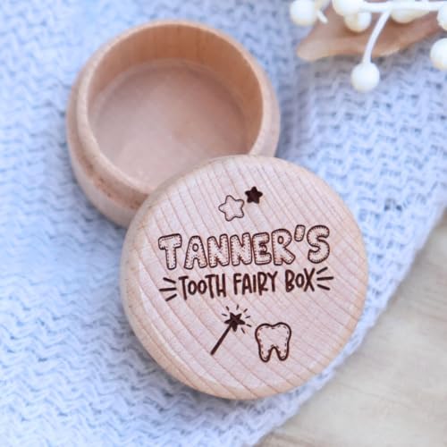 Personalized Wooden Tooth Fairy Box with Engraving