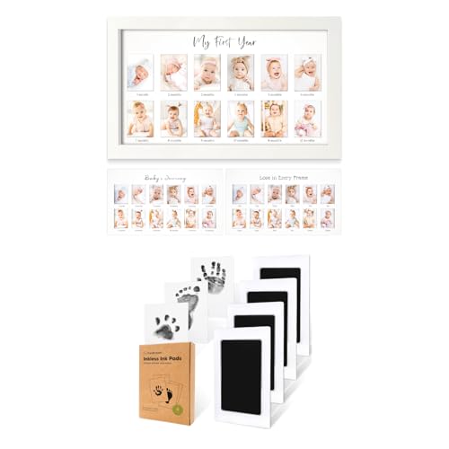 KeaBabies 12-Month Baby Keepsake Frame with Inkless Footprint Kit