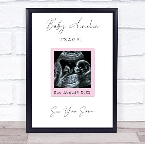 Baby Scan Picture Photo Pregnancy Gender Reveal Girl Keepsake Frame