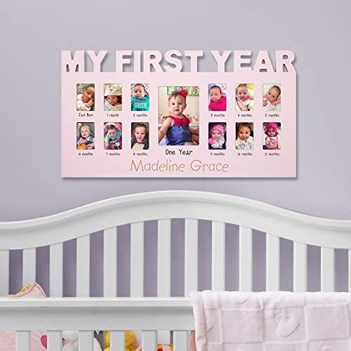 Personalized Babys First 12 Months Photo Frame - Pink 1
