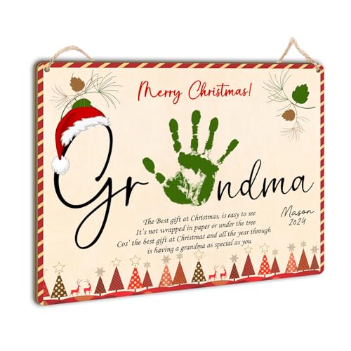 Custom Christmas Handprint Sign for Grandma 8x10