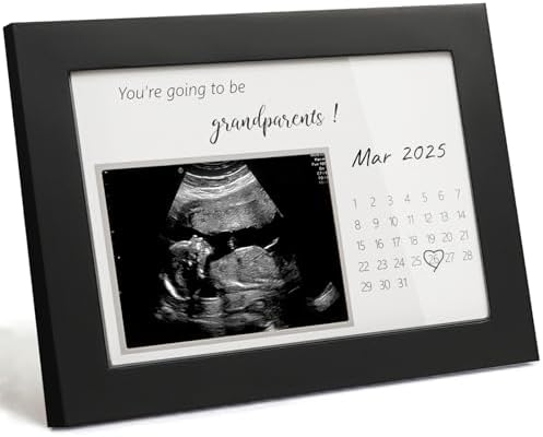 Pregnancy Announcement Frame for Grandparents Black Wooden Sonogram Keepsake
